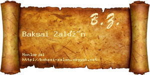 Baksai Zalán névjegykártya