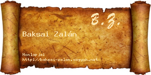 Baksai Zalán névjegykártya